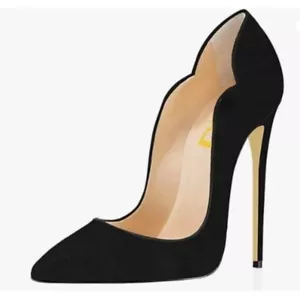 FSJ Women Classic Pointed Toe High Heels Sexy Stiletto Pumps Casual Dress Black - Picture 1 of 8