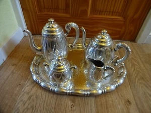 Unusual Vintage Four Piece Tea Set with Tray Wumak Germany - Picture 1 of 12