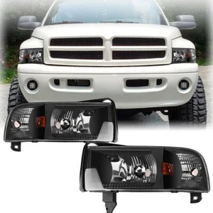 Front Headlights + Corner Signal Lamp for 1994-2002 Dodge Ram 1500 2500 3500 Set - Picture 1 of 7