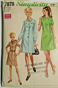 Vestido Simplicity de un solo y dos pechos Pat 7879 talla 16-1/2 Miss - corte - Imagen 1 de 1