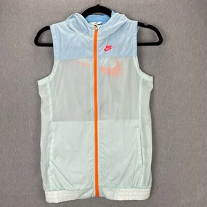 Nike Girls Flight Weight Vest Size Large Artesian Teal BIG SWOOSH Hoodie Blue - Picture 1 of 13