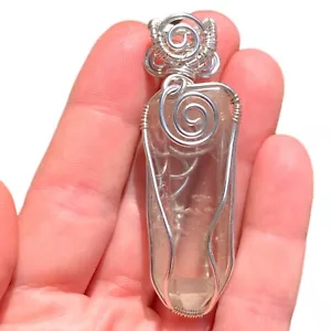 Quartz Necklace Raw Crystal Point Sterling Silver Pendant Healing Crystal Stones - Picture 1 of 12