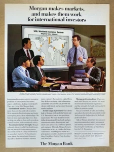 Morgan Bank International Securities Trading 1985 anuncio impreso vintage - Imagen 1 de 1
