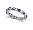 TANZANITE & TOPAZ ETERNITY STACKABLE RING BAND STERLING SILVER WHITE GOLD OVER