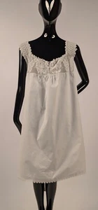 EARLY EDWARDIAN WHITE COTTON SLIP W BUTTERFLY LACE TRIMMED TOP - Picture 1 of 7