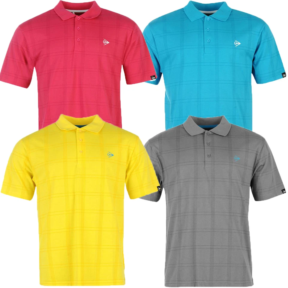 DUNLOP Herren Polo Shirt CHECK Polohemd T-Shirt Golf Freizeit S M L XL XXL 2XL - Imagem 1 de 1
