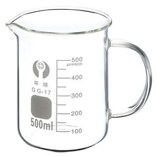 500ml Glass Beaker with Handle, 3.3 Borosilicate Graduated Lab Measuring Cups