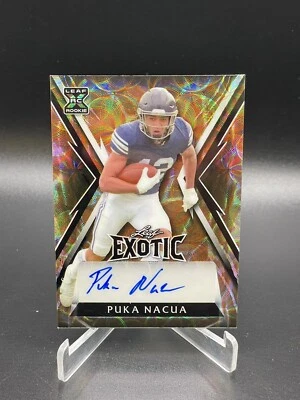 2023 Leaf Exotic Football Puka Nacua Rookie Auto #d 1/3 SSP LA Rams - Image 1 of 4