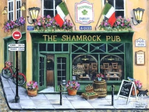 THE SHAMROCK PUB eine Irish Pub Bar in IRLAND Gemälde - 8"" x 10"" DRUCK - Bild 1 von 1