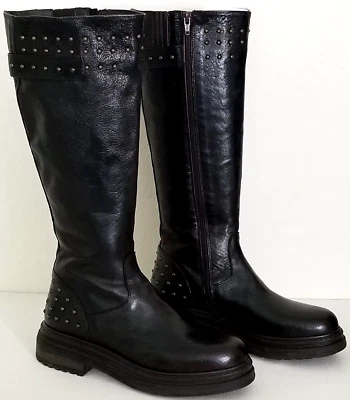 🌞BOTAS ALTAS MANUELE CRASTO CUERO NEGRO TACHONADO HECHAS EN ITALIA 39(8)🌺¡NUEVAS CON ETIQUETAS! Foto 1 de 4