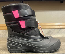 Wonder Nation Girls Youth Winter Snow Boots black pink Size 4 Skid Resistant NEW