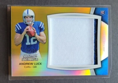 ANDREW LUCK 2012 BOWMAN STERLING JUMBO PATCH GOLD REFRACTOR RC #17/25 ROOKIE - Image 1 of 4