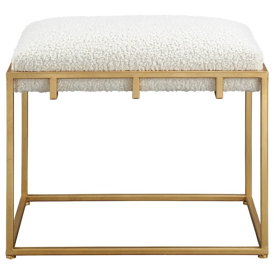 Banco pequeño de piel de oveja Uttermost Paradox, dorado/blanco - 2363 Foto 1 de 1