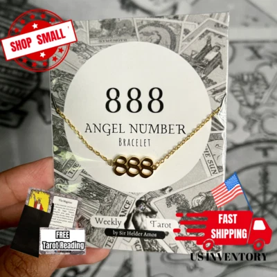 888 Angel Number Stainless Steel Bracelet Abundance Money Amulet Men & Women - Image 1 of 4
