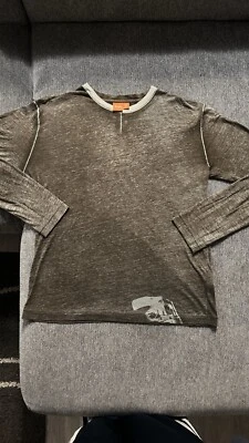 Camisa Hugo Boss Naranja Etiqueta Para Hombre Estampado Gráfico Elastizada Manga Larga Talla L Y2K Foto 1 de 4