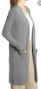Halogen Open Front Pocket Cardigan Gray 