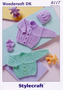 Patrón de tejido 8117 Stylecraft Wondersoft DK para cárdigans, sombreros y guantes - Imagen 1 de 3
