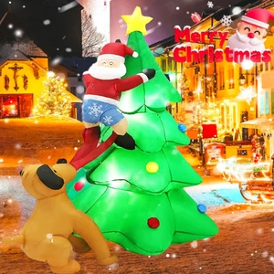 6FT Christmas Inflatables Tree Outdoor Decoration with LED Lights, Santa Claus C - Picture 1 of 12