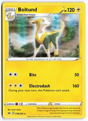 Boltund Holo Rare SWSH01: Sword & Shield Base Set 076/202 NM - Image 1 of 2