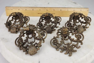 5x Vintage Messingguss Viktorianischer Stil Blume Schublade zieht Teile verziert Gothic - Bild 1 von 11