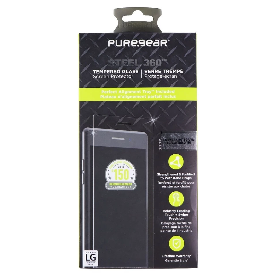 PureGear Steel 360 Tempered Glass Screen Protector for LG V60 ThinQ 5G - Clear - Image 1 of 1