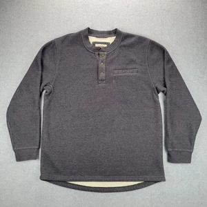Katahdin Iron Works LL Bean Henley Pullover Mens L Sherpa Lined Thermal Gray - Picture 1 of 10