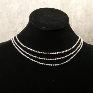 Anne Klein Silberfarbene Dreisträngige Kristall Box Kette Halskette - NEU! - Bild 1 von 5