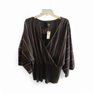 Top Dolman Lane Bryant Nuevo con Etiquetas Rayas Metálicas Talla 18/20 KC - Imagen 1 de 11