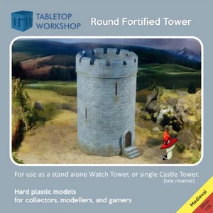 Castillo Fortificado Medieval Torre Redonda Mesa Taller 28mm 1/56 Paisaje - Imagen 1 de 20