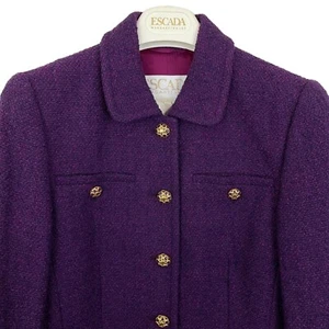 Escada Knit Blazer Jacket Sz 34 US Small Boucle Wool Blend VTG 80s Deadstock - Picture 1 of 13