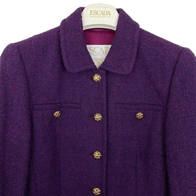 Escada Knit Blazer Jacket Sz 34 US Small Boucle Wool Blend VTG 80s Deadstock - Image 1 of 4