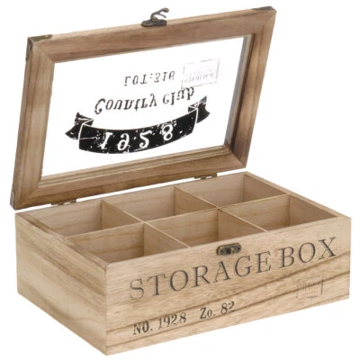 Teekiste Holz 6 Fächer Teedose Teebeutel-KisteTeekastene Kaffeekapstel-Box Tea - Bild 1 von 2