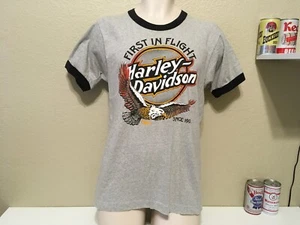 1980s Steel Town Harley Davidson of Duquesne, PA • First in Flight • Ringer T  - Picture 1 of 10