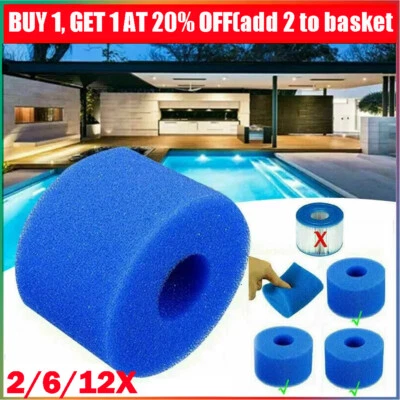 6/12x Lay In Clean Spa S1 Washable Bio Foam VI LAZY Filter Reusable - Image 1 of 4