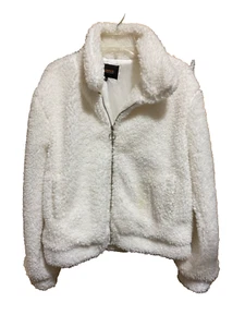 Ambiance Outerwear Creamy White Faux Fur Bomber Jacket Small Full Zip - Picture 1 of 8