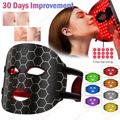 Red Light Therapy For Face 7 Colors Led Face Mask Facial Skin Care Home Travel - Image 1 of 4