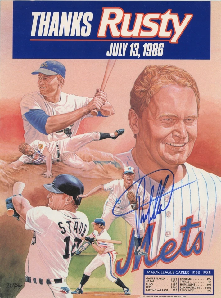Rusty Staub 8.5x11.5 Thick Rusty Staub Day Photo Auto with B&E Hologram - Image 1 of 1