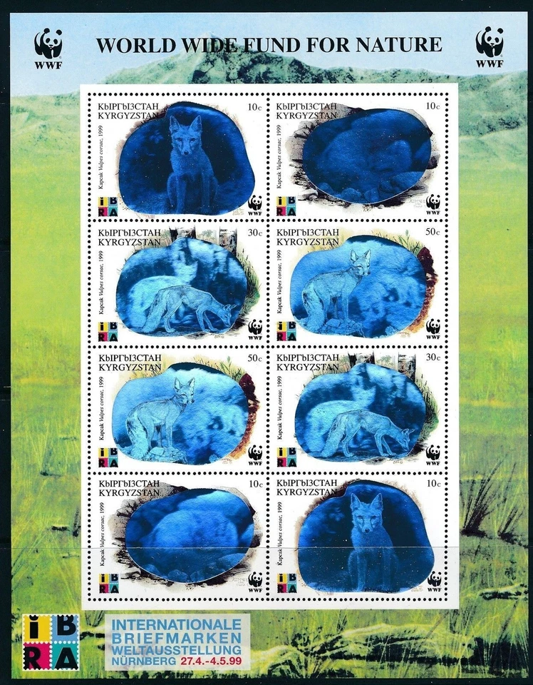 Kyrgyzstan 1999 Mi.No. 172-5 Kirgisien WWF Mammals Corsac Fox m/sh MNH** 20,00 € - Image 1 of 1