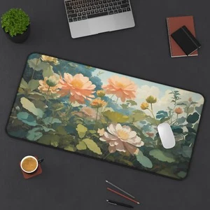 Flower Desk Mat, Floral Desk Mat, Aesthetic Decor, XL Anti Slip Gaming Desk Mat - Picture 1 of 13