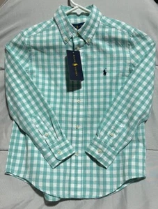 Ralph Lauren Boys Spring Mint Green Long Sleeve Button-Down Shirt Size 6, NWT - Picture 1 of 4