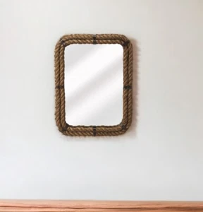 25" Light Brown Rope Framed Accent Mirror - Picture 1 of 4