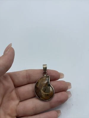 Colgante fósil de amonita de plata de ley 925 #P71 Foto 1 de 4