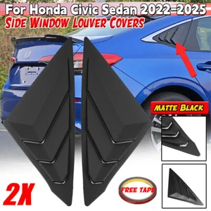 Pair Rear Window Louver Vent Shade Shutter Cover For Honda Civic Sedan 2022-2025 - Picture 1 of 18