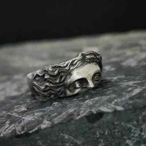 Retro Half Face Venus Ring For Men Women Greek Mythology Vintage Punk Adjustable - Picture 1 of 26