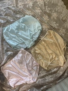 Vintage SET 3 Höschen SEHR BEEINDRUCKEND Sears transparent rosa blau Gr. 10 Oma Shiny - Bild 1 von 13