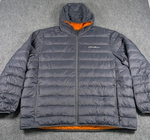 Chaqueta acolchada de plumón Eddie Bauer EB650 para hombre 2XL azul marino/gris con capucha ligera - Imagen 1 de 9