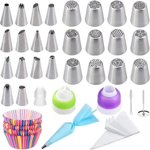 143pc Russian Leaf Flower Icing Piping Pastry Bag Nozzles Cake Decorating Baking - Picture 1 of 24