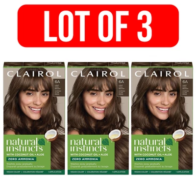 Lot of 3 Clairol Natural Instincts Demi-Permanent 6A Light Cool Brown Hair Color - Image 1 of 4