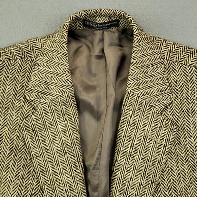 Polo Ralph Lauren Vtg Tweed Blazer Men's 43L Wool Herringbone Two Button Italy - Image 1 of 4