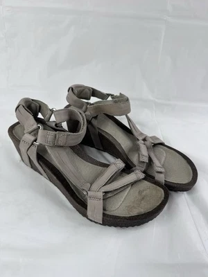 TEVA Sandals Womens 7 Gray Ysidro Leather Low Wedge Ankle Strap Comfort 1015119 - Image 1 of 4